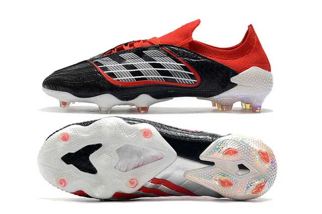 Adidas Vermelho Preto Baixo Corte Ajuste de Meia Parte Superior Couro Sintético Texturizado Superfície Firme Sapatos de Futebol 12
