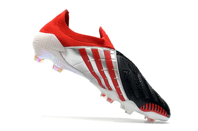 Adidas Vermelho Preto Baixo Corte Ajuste de Meia Parte Superior Couro Sintético Texturizado Superfície Firme Sapatos de Futebol 13