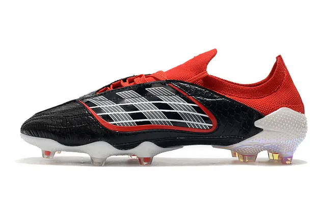 Adidas Vermelho Preto Baixo Corte Ajuste de Meia Parte Superior Couro Sintético Texturizado Superfície Firme Sapatos de Futebol 15