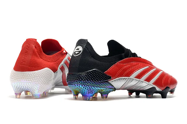 Adidas Vermelho Preto Baixo Corte Ajuste de Meia Parte Superior Couro Sintético Texturizado Superfície Firme Sapatos de Futebol 17