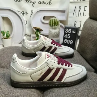 Adidas Samba Off-White و Burgundy حذاء أسلوب الحياة