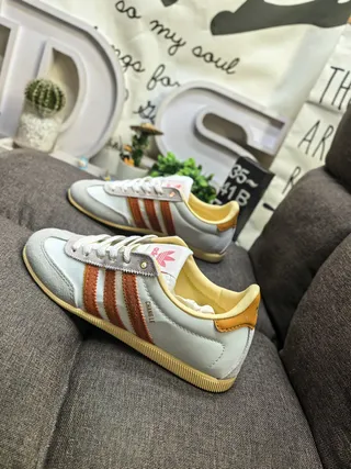 Adidas Samba OG Cinza claro Amarelo mostarda Laranja ferrugem Tênis lifestyle 7