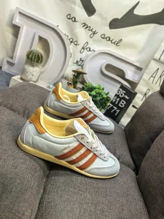 Adidas Samba OG Cinza claro Amarelo mostarda Laranja ferrugem Tênis lifestyle 9