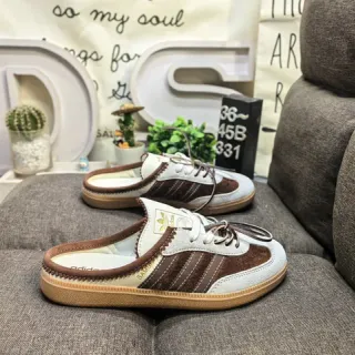 Adidas Samba Slip-On Mule بني أبيض غم كاجوال أحذية