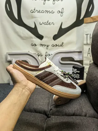 Adidas Samba Slip-On Mule Marron Blanc Gomme Chaussures Casual 5