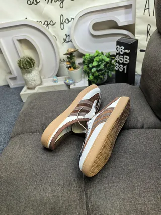 Adidas Samba Slip-On Mule Marron Blanc Gomme Chaussures Casual 6
