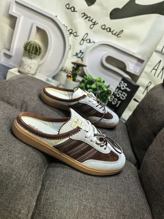Adidas Samba Slip-On Mule Marron Blanc Gomme Chaussures Casual 9
