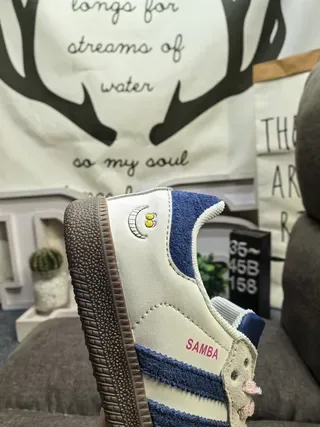 Adidas Samba Sneakers Blanc et Bleu Style de Vie 3