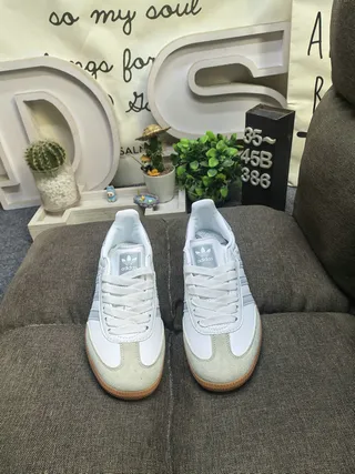 Adidas Samba White and Light Blue Lifestyle Sneakers 10
