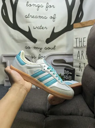 Adidas Samba Blanc et Bleu Clair Chaussures Lifestyle 5