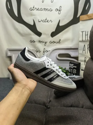 Adidas Silver Black Textured Mesh Upper Three-Stripe Side Panel Lifestyle Sneakers 5