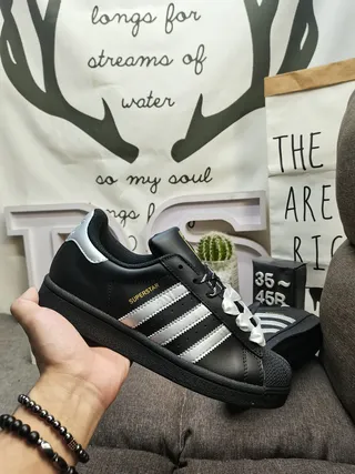 Adidas Superstar Chaussures Lifestyle Noires et Argentées Métalliques 5