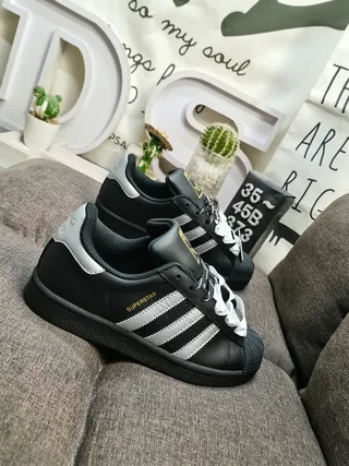 Adidas Superstar Chaussures Lifestyle Noires et Argentées Métalliques 9