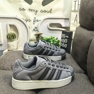Adidas Superstar رمادي وأسود حذاء أسلوب الحياة