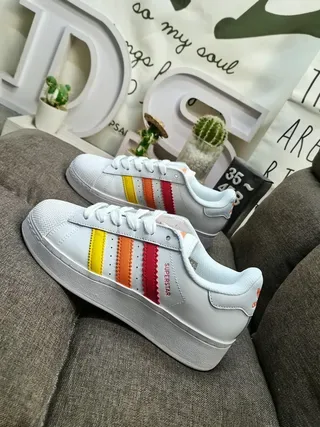 Adidas Superstar Zapatillas Lifestyle Blancos, Rojos, Naranjas, Amarillos 7