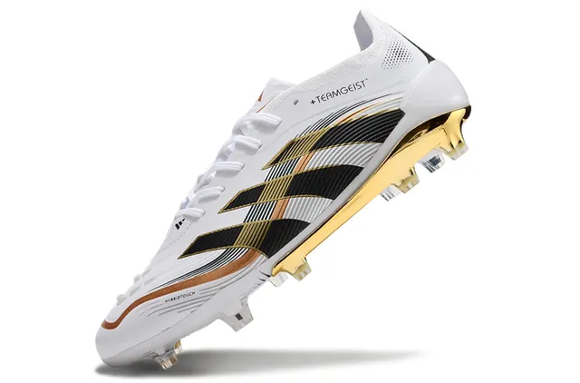 Adidas Teamgeist HybridTouch सफेद काला सोने का दृढ़ मिट्टी फुटबॉल जूते 3