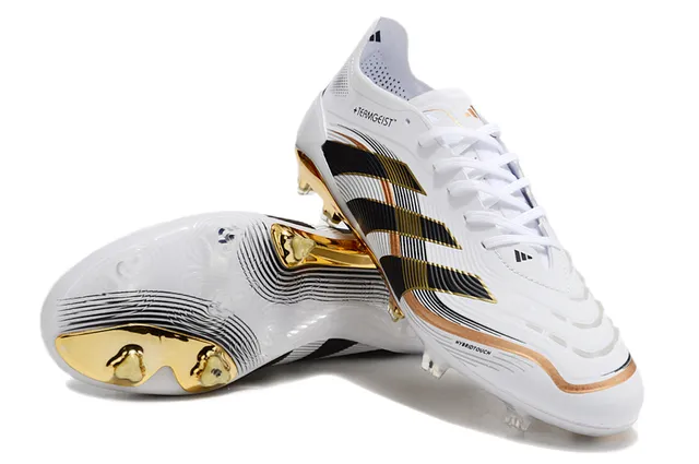 Adidas Teamgeist HybridTouch सफेद काला सोने का दृढ़ मिट्टी फुटबॉल जूते 4