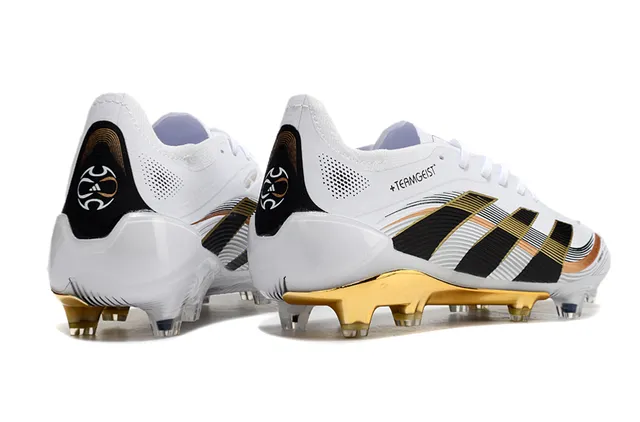 Adidas Teamgeist HybridTouch सफेद काला सोने का दृढ़ मिट्टी फुटबॉल जूते 5