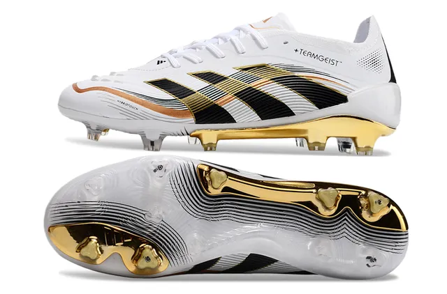 Adidas Teamgeist HybridTouch सफेद काला सोने का दृढ़ मिट्टी फुटबॉल जूते 6