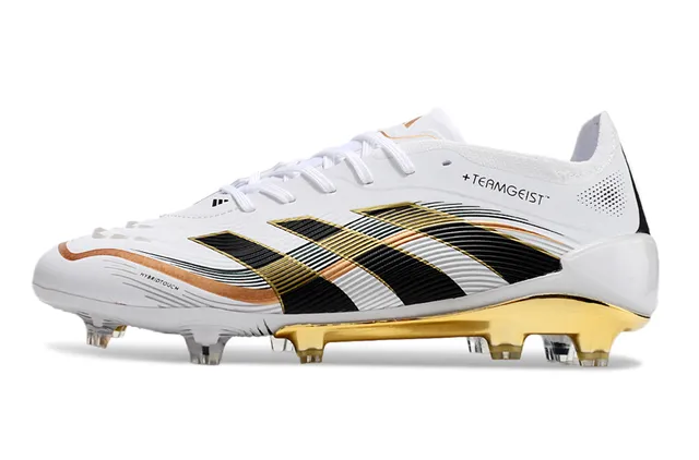 Adidas Teamgeist HybridTouch सफेद काला सोने का दृढ़ मिट्टी फुटबॉल जूते 7