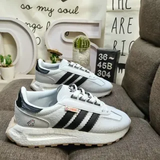 Adidas أبيض أسود ريترو رنر سيليويت تكستشرد أبير لايف ستايل سنيكرز