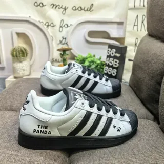 Adidas حذاء رياضي أسلوبي أبيض أسود Shell-Toe Three Stripes