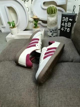 Adidas White Burgundy Low-Top Three-Stripe Side Panel Lifestyle Sneakers 6