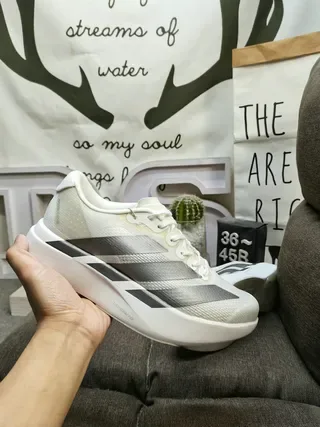 Adidas Zapatos Lifestyle Blanco Gris Malla Superior Banda de Tres Rayas Tonal Superpuesta 5