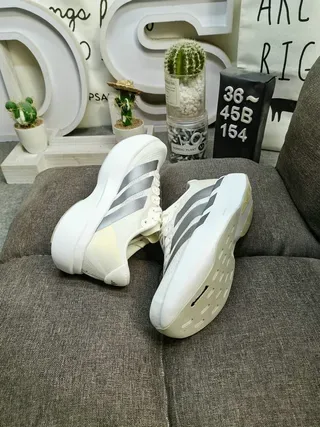 Adidas Zapatos Lifestyle Blanco Gris Malla Superior Banda de Tres Rayas Tonal Superpuesta 6