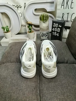Adidas Zapatos Lifestyle Blanco Gris Malla Superior Banda de Tres Rayas Tonal Superpuesta 8
