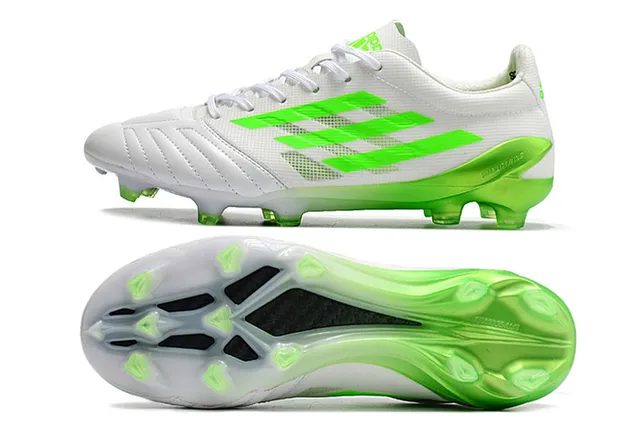 Adidas Blancos Verdes Low-Cut Con Cordones Superior De Malla Sintética Para Terreno Firme Zapatos De Fútbol 2