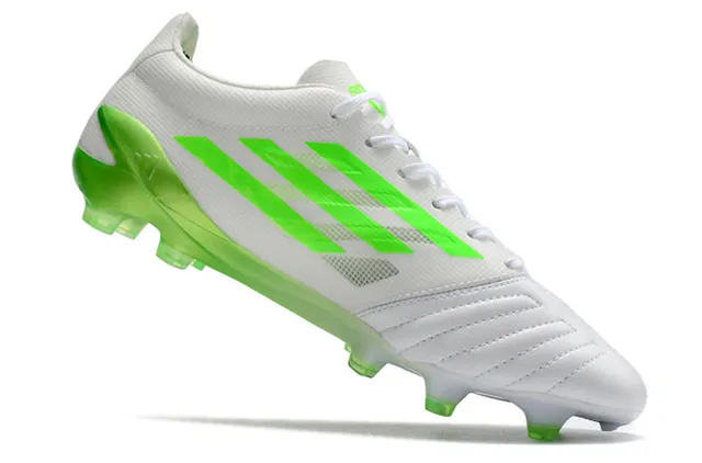 Adidas Blancos Verdes Low-Cut Con Cordones Superior De Malla Sintética Para Terreno Firme Zapatos De Fútbol 3