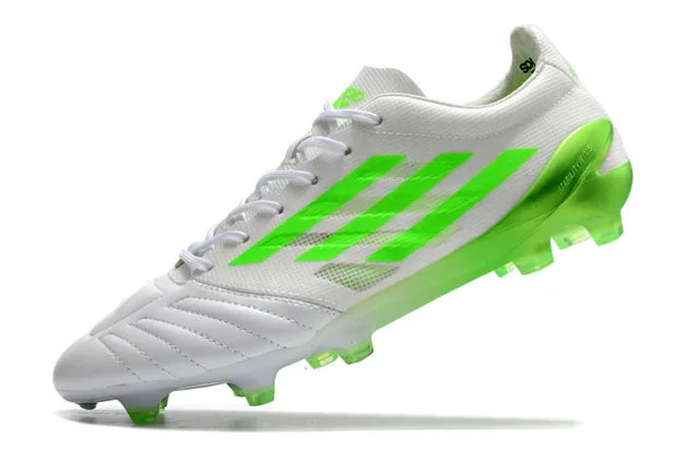 Adidas Blancos Verdes Low-Cut Con Cordones Superior De Malla Sintética Para Terreno Firme Zapatos De Fútbol 4