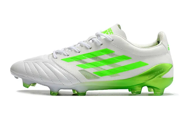 Adidas Blancos Verdes Low-Cut Con Cordones Superior De Malla Sintética Para Terreno Firme Zapatos De Fútbol 5