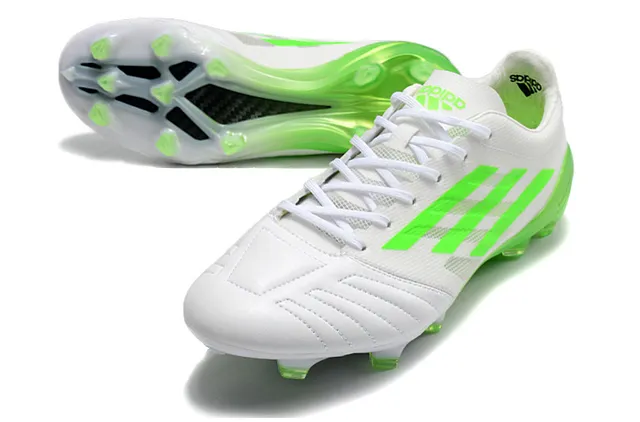 Adidas Blancos Verdes Low-Cut Con Cordones Superior De Malla Sintética Para Terreno Firme Zapatos De Fútbol 6