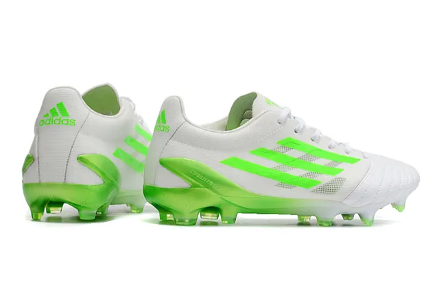 Adidas Blancos Verdes Low-Cut Con Cordones Superior De Malla Sintética Para Terreno Firme Zapatos De Fútbol 7