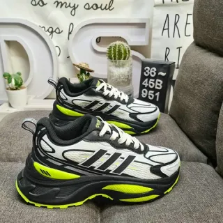 Adidas White Green Oversized Sole Mesh And Synthetic Overlay Construction Chunky Sneakers