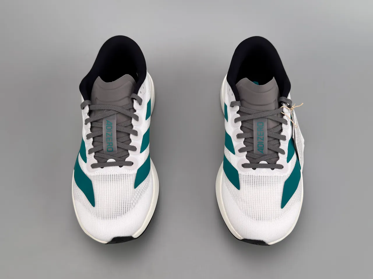 Adidas White Green Racing Silhouette Engineered Mesh Upper Running Shoes 9