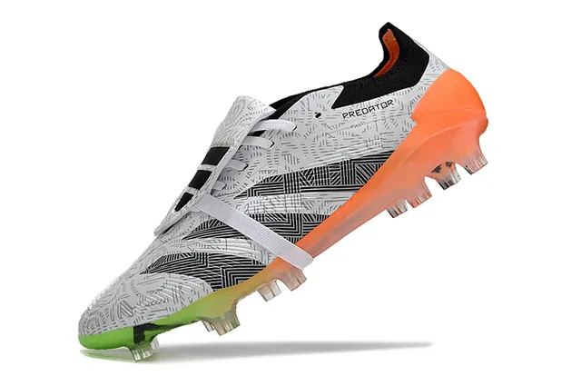 Adidas Blanco Naranja Asimétrico Cadarzo Jaula Impreso Geométrico Parte Superior Suelo Firme Zapatos de Fútbol 3