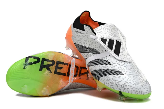 Adidas Blanco Naranja Asimétrico Cadarzo Jaula Impreso Geométrico Parte Superior Suelo Firme Zapatos de Fútbol 4