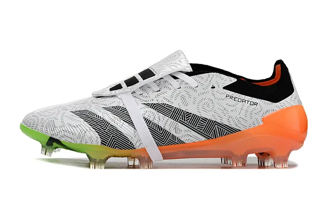 Adidas Blanco Naranja Asimétrico Cadarzo Jaula Impreso Geométrico Parte Superior Suelo Firme Zapatos de Fútbol 7