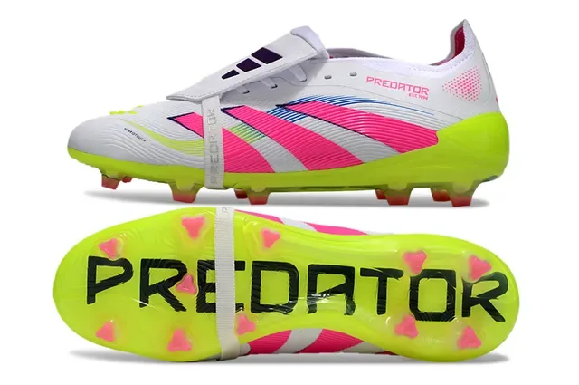 Adidas Sapatos de Futebol Brancos e Rosa Sem Cadarço Fecho de Correia Sola Translucida Amarelo Néon Solo Firme 4