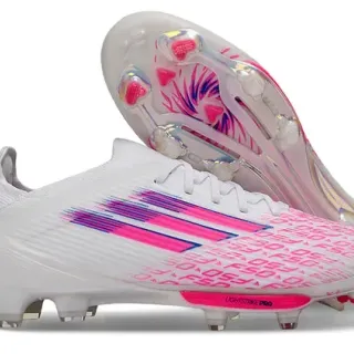 Adidas zapatillas de fútbol blanco y rosa low-cut sock-fit upper transparente TPU suela para terreno firme