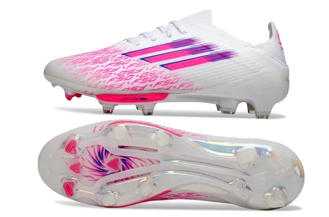 Adidas أحذية كرة القدم بيضاء وردية منخفضة القطع نصف الرجل upper شفاف TPU نعل أرضي ثابت 7