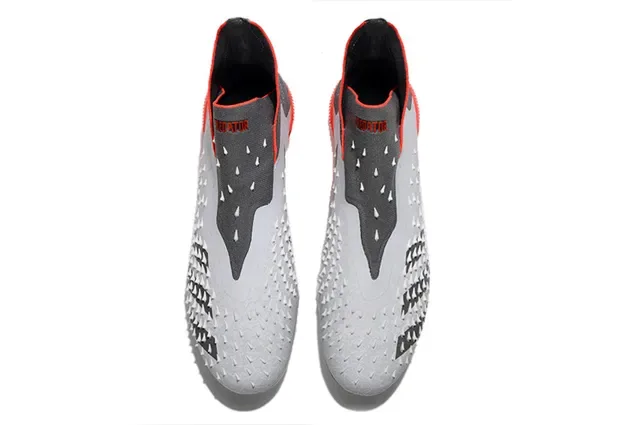 Adidas Zapatos de Fútbol Blancos Rojos Alto Corte Upper Texturizado para Terreno Firme 11