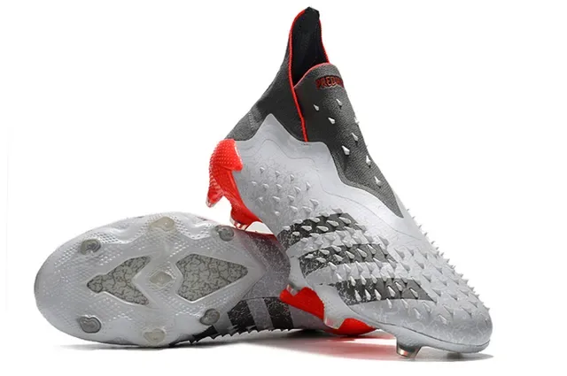 Adidas Zapatos de Fútbol Blancos Rojos Alto Corte Upper Texturizado para Terreno Firme 12