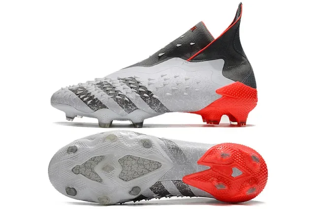 Adidas Zapatos de Fútbol Blancos Rojos Alto Corte Upper Texturizado para Terreno Firme 14