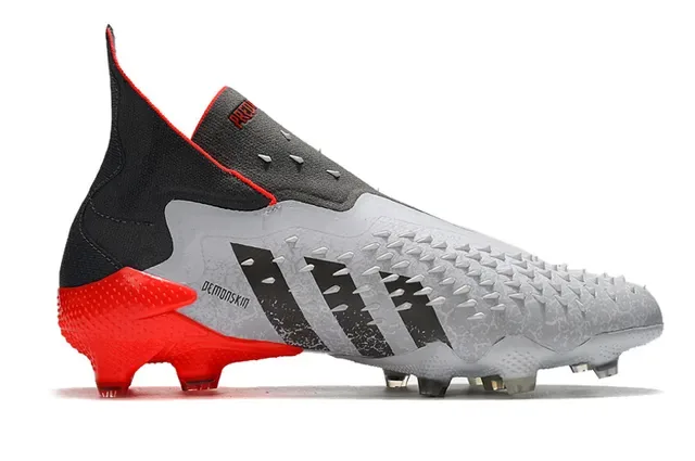 Adidas Zapatos de Fútbol Blancos Rojos Alto Corte Upper Texturizado para Terreno Firme 16