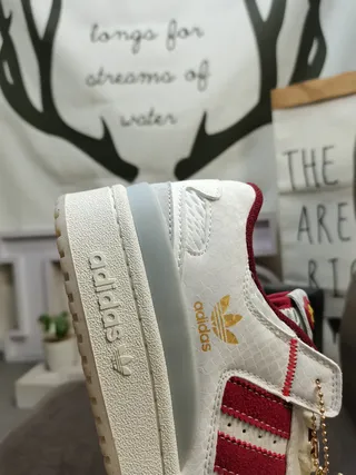 Adidas White Red Low-Top Perforated Toe Lifestyle Sneakers 3