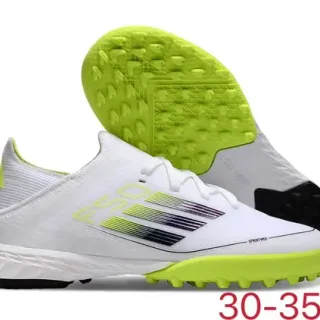 Adidas White Yellow Low-Cut Knit Upper Gradient Stripe Detailing Turf Soccer Shoes